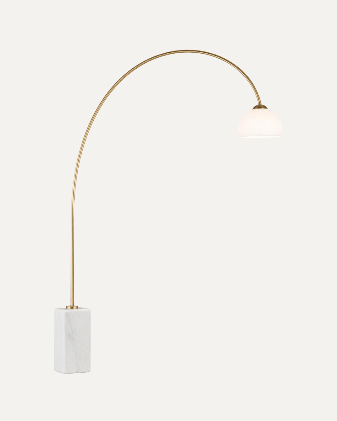 Veyraine Arc Floor Lamp in brushed brass and white marble