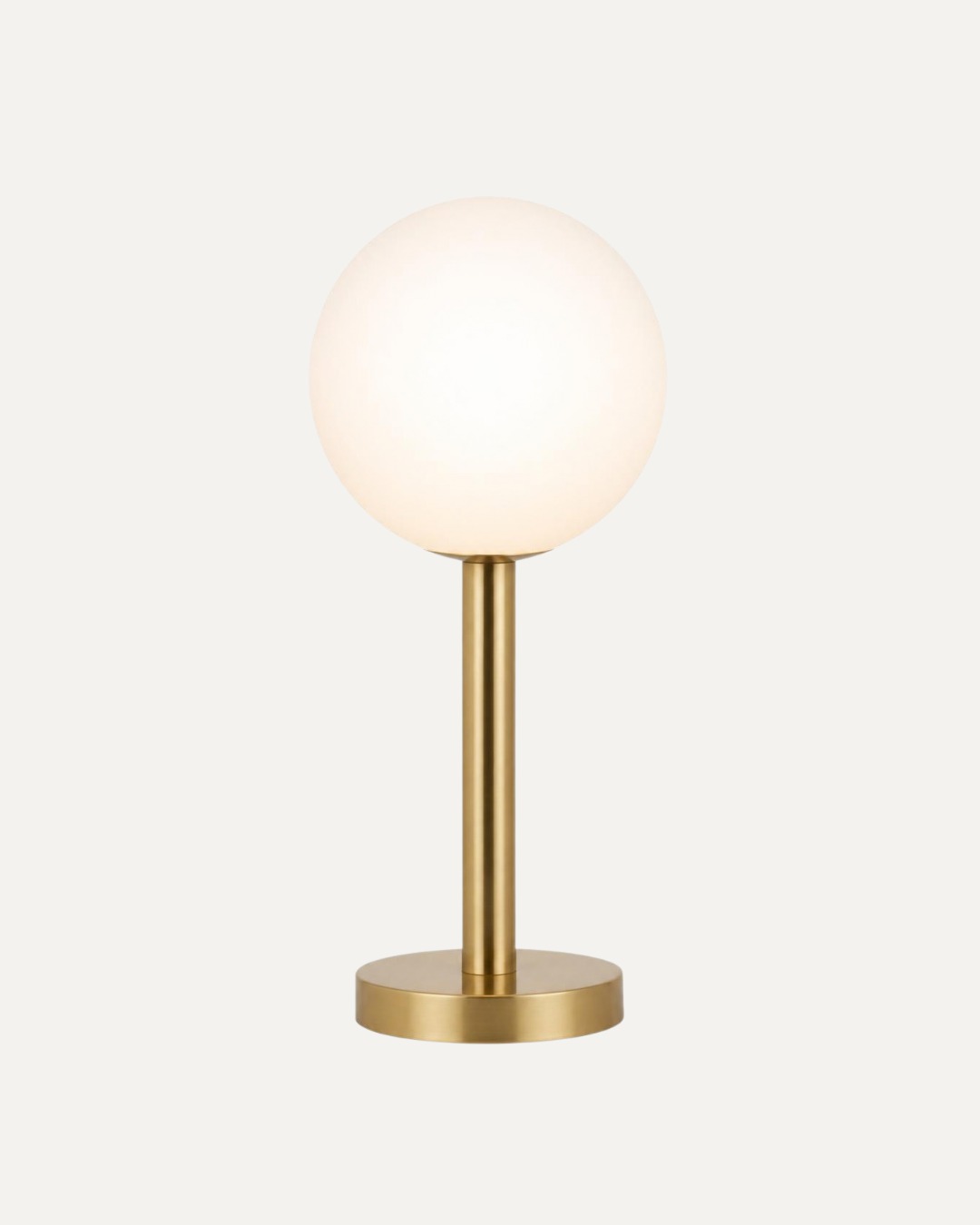 Veyraine Orb Table Lamp with opal glass globe and brass stem